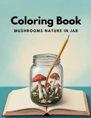 Coloring Book Mushrooms Nature in Jar